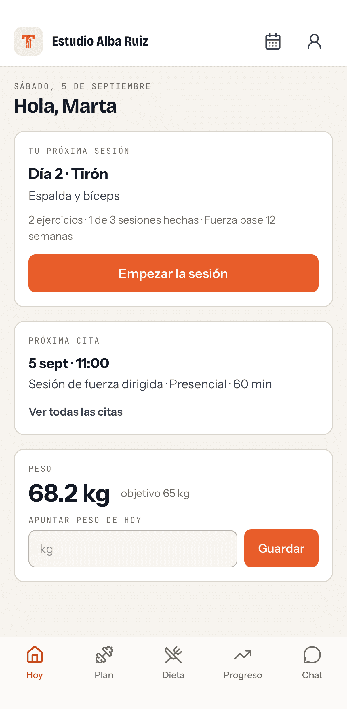 Software para entrenadores personales · Tesonia