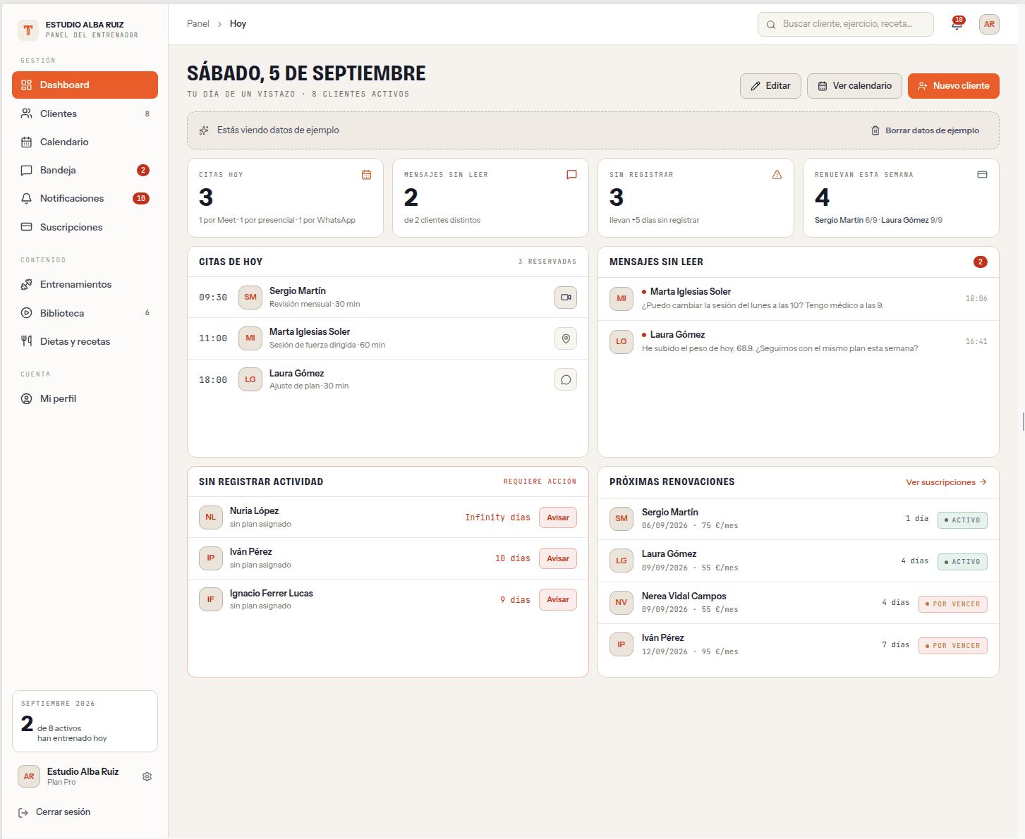 Software para entrenadores personales · Tesonia